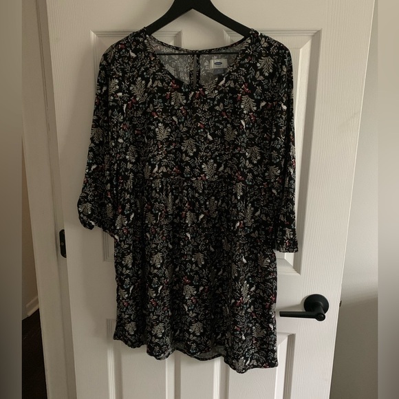 Old Navy Black Floral Midi Dress - Picture 1 of 10